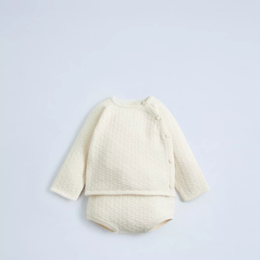 Zara Beige Knit Baby Sweater